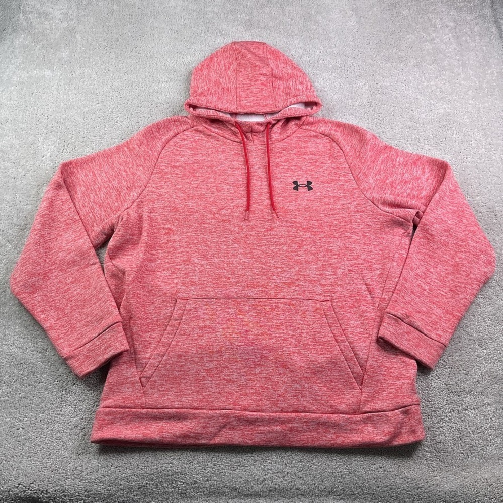 Under Armour Hoodie Mens XL Red Twist Fleece Pullover Hooded Sweatshirt